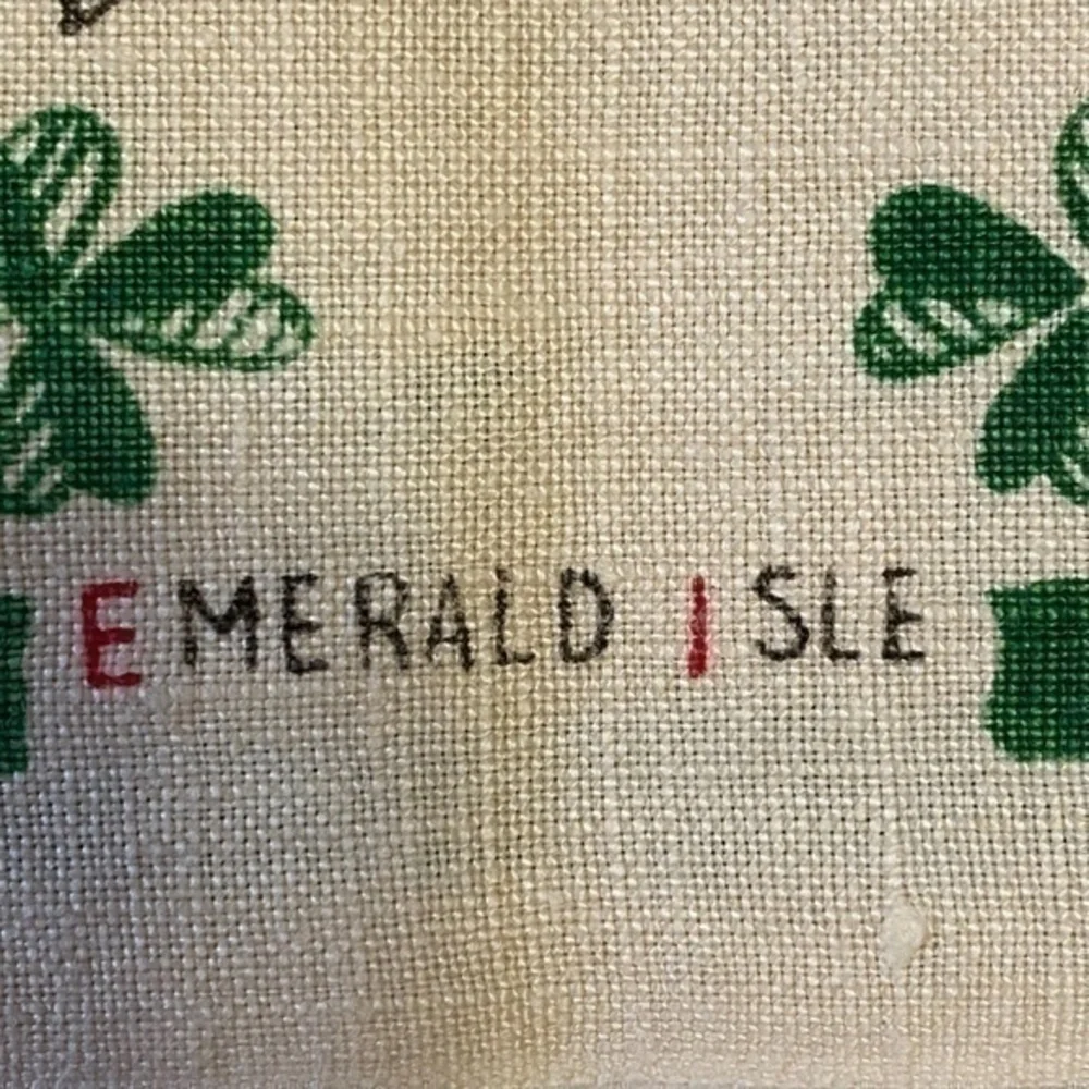 Vintage Emerald Island Pure Irish Linen Towel Wall Hanging